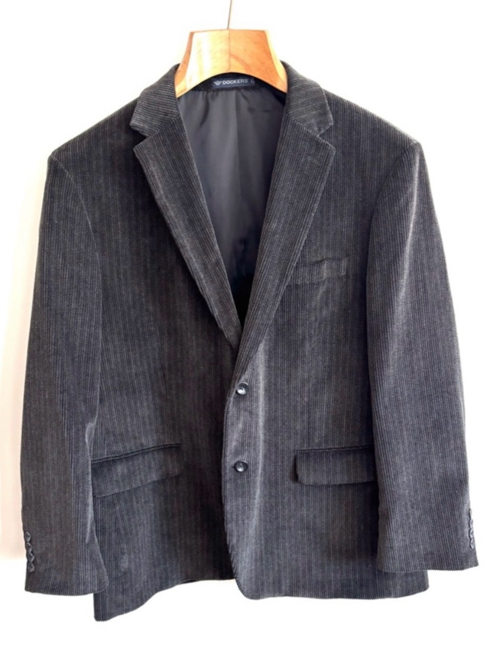 Dockers Men's Dark Gray Corduroy Blazer Sport Coat Jacket 100% Cotton